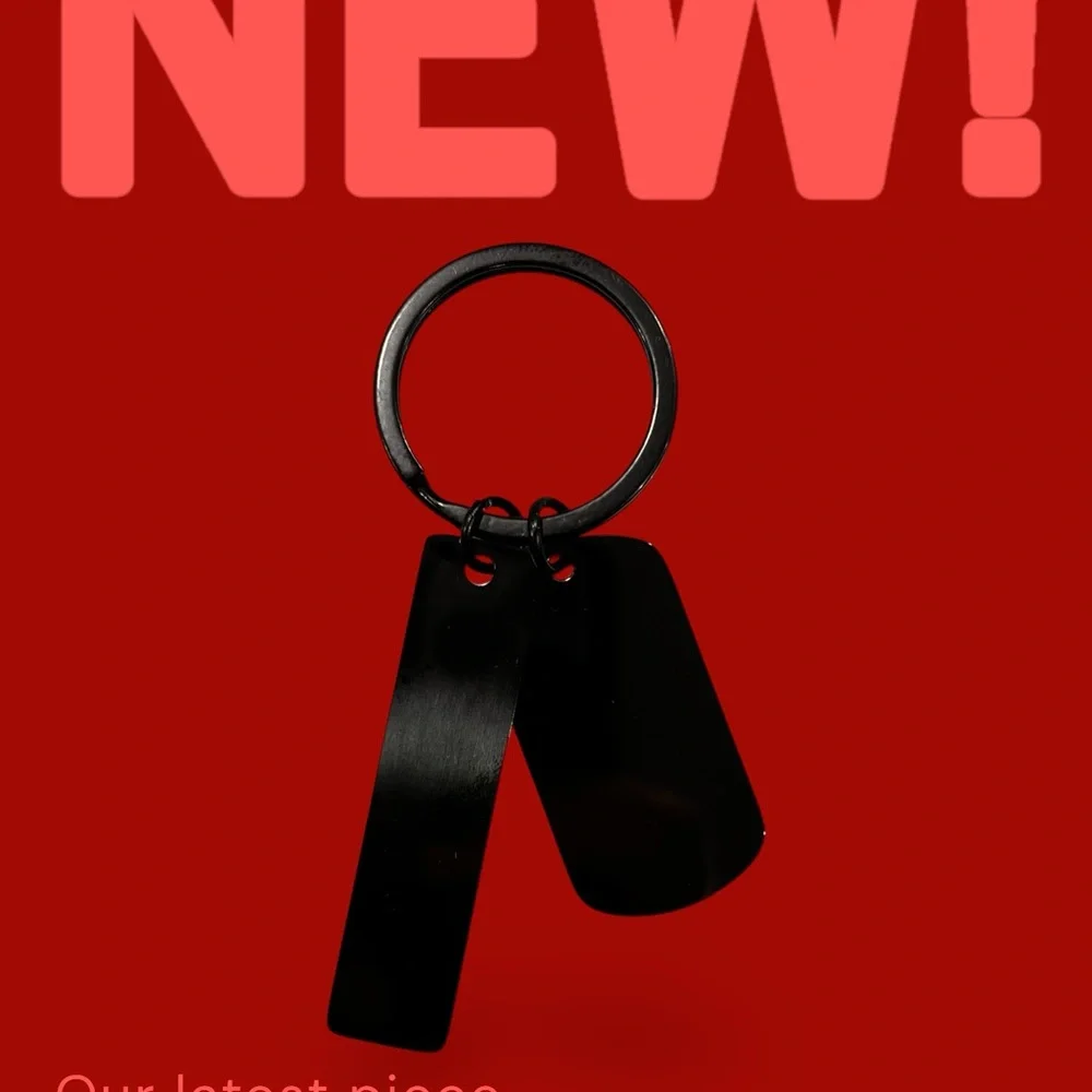 Personalized Black Keychain Keychain - Custom Engraved